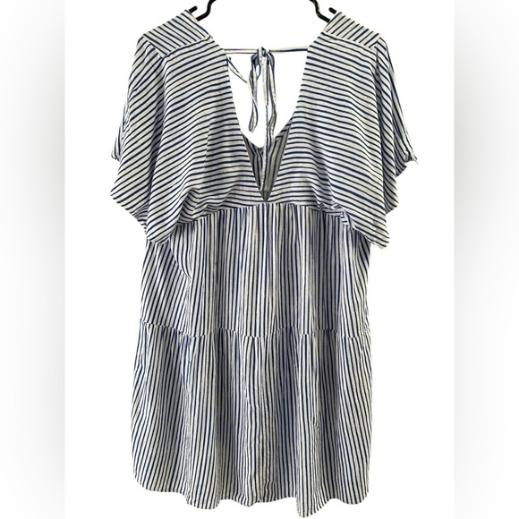 Zara blue striped short sleeve mini dress - Picture 8 of 8